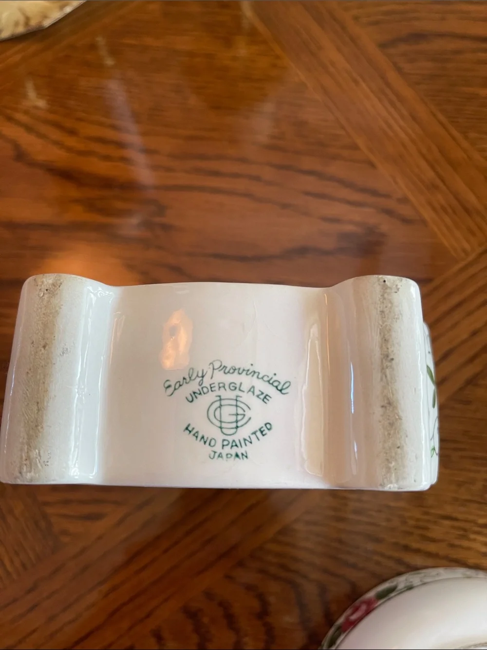 Early Provincial ceramic glazed vintage covered bowl and vace